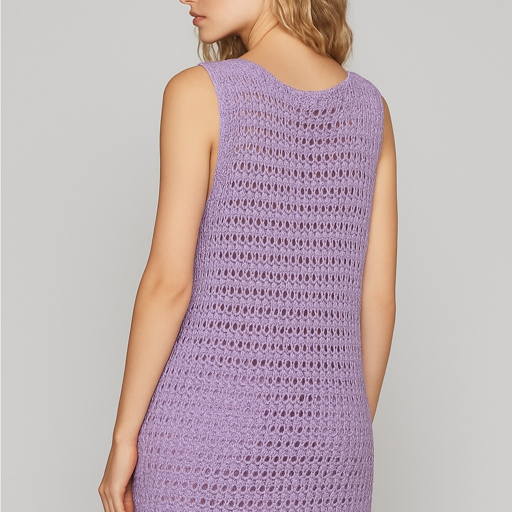 NWOT POL Lavender Crochet Mini Dress with 3D Flower – Size Small - Picture 3 of 7